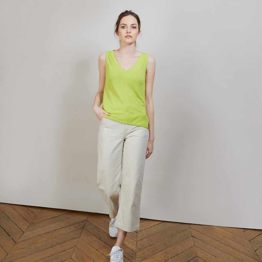 Flamed linen tank top - Boréal
