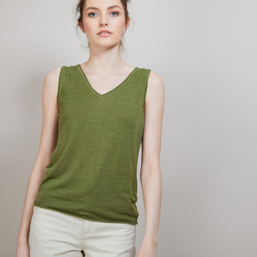 Flamed linen tank top - Boréal
