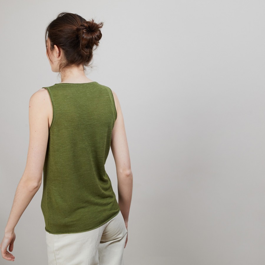 Flamed linen tank top - Boréal
