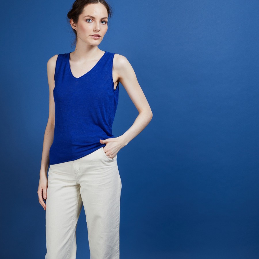 Flamed linen tank top - Boréal