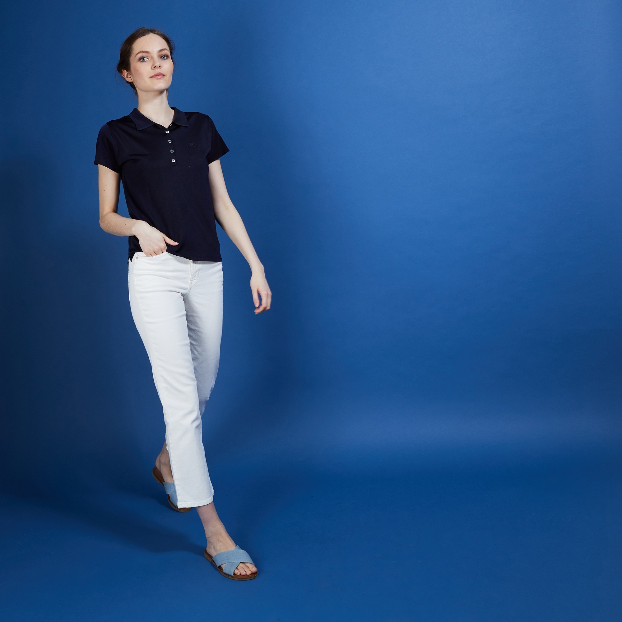 Polo en Fil Lumière - Bilbo 6840 marine - 05 Bleu marine