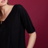 T-shirt en lin manches coudes - Bonbon 6810 noir - 01 Noir