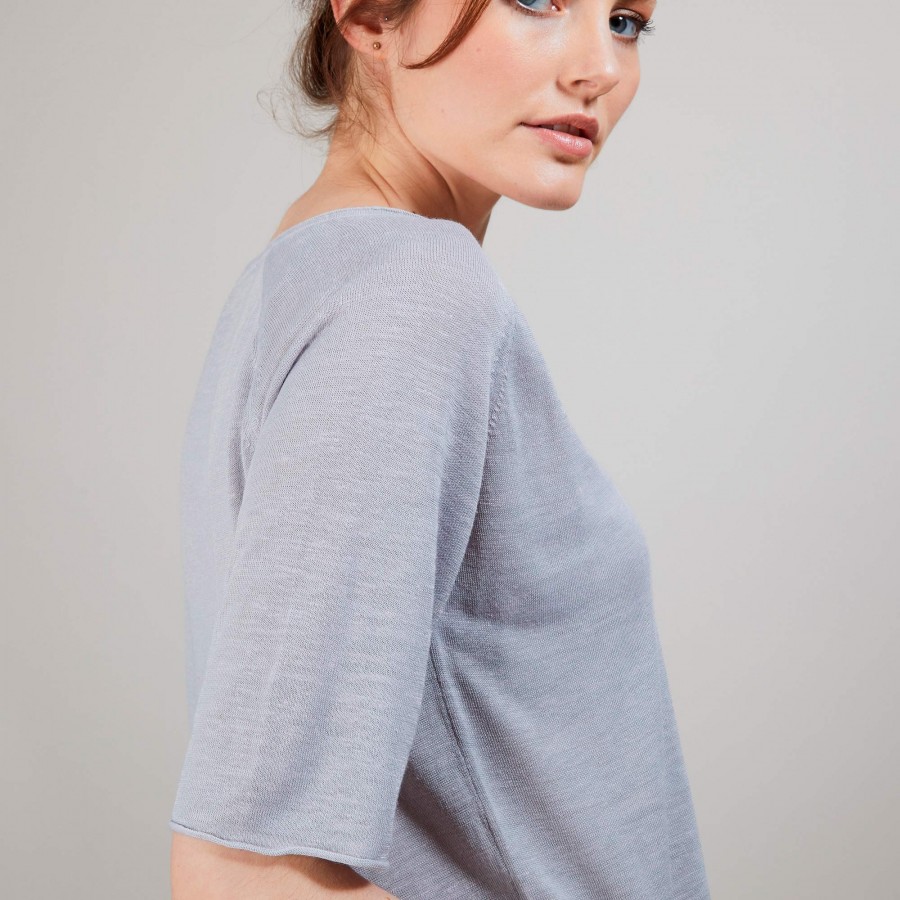 Linen T-shirt with elbow sleeves - Bonbon