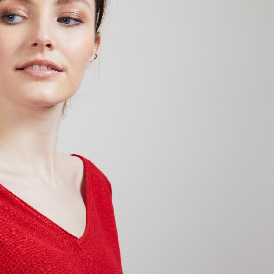 Linen T-shirt with elbow sleeves - Bonbon