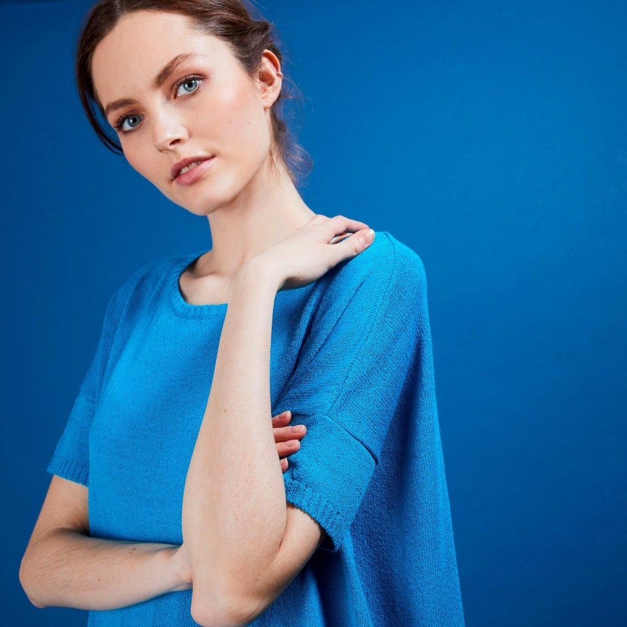 Camiseta gola redonda em crepe de viscose - Bibiche