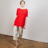 T-shirt col rond en viscose crepe - Bibiche 6880 pavot - 52 Rouge