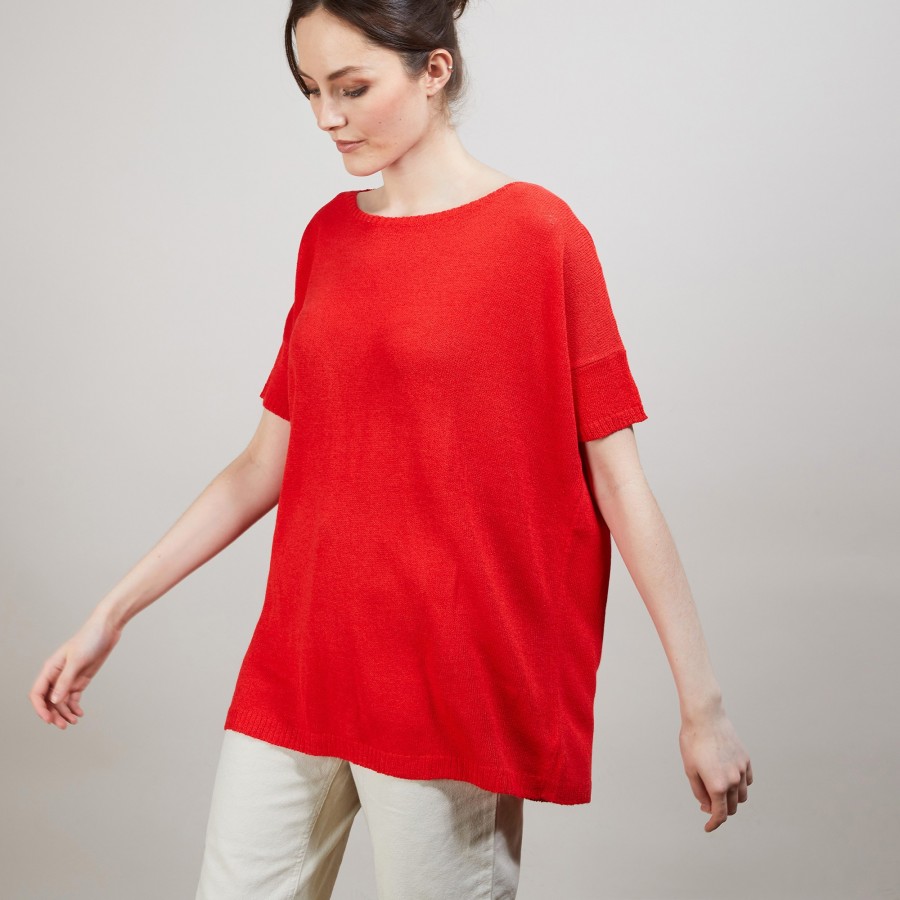 Camiseta gola redonda em crepe de viscose - Bibiche