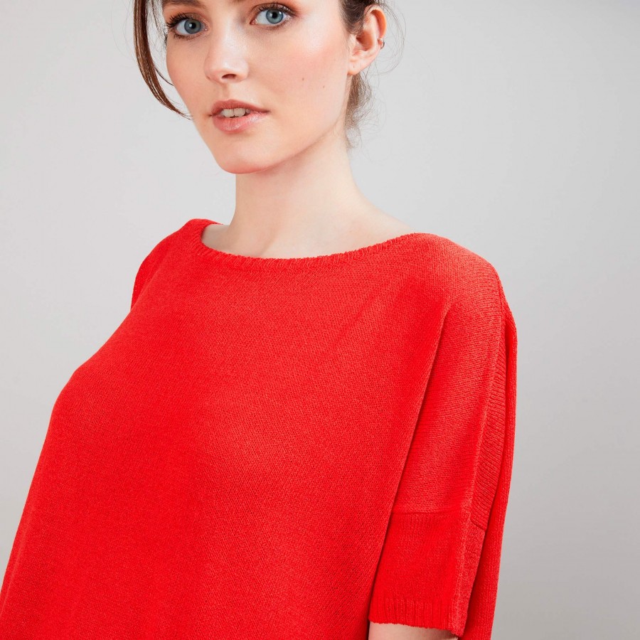 Round-neck viscose crepe T-shirt - Bibiche