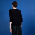 Pull col V en soie coton et laine - Blovis 6810 noir - 01 Noir