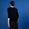 Pull col V en soie coton et laine - Blovis 6810 noir - 01 Noir