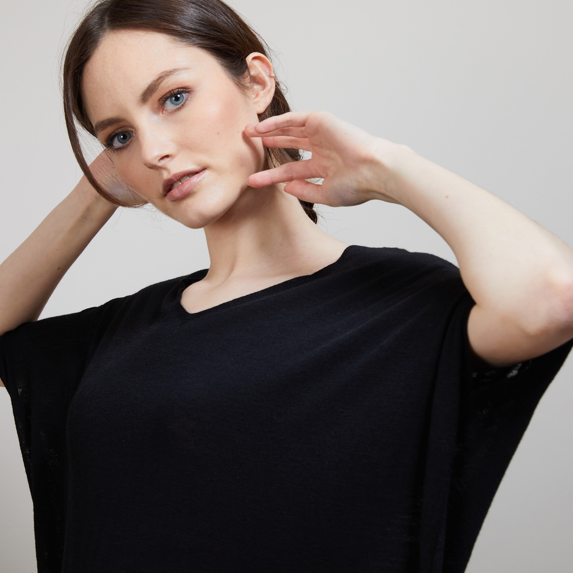 T-shirt long en lin flammé - Bil 6810 noir - 01 Noir