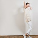 T-shirt long en lin flammé - Bil 6801 beige - 12 Beige clair