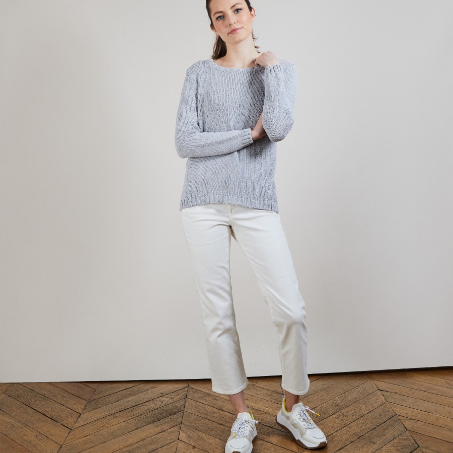 Cotton and wool silk round neck sweater - Benji