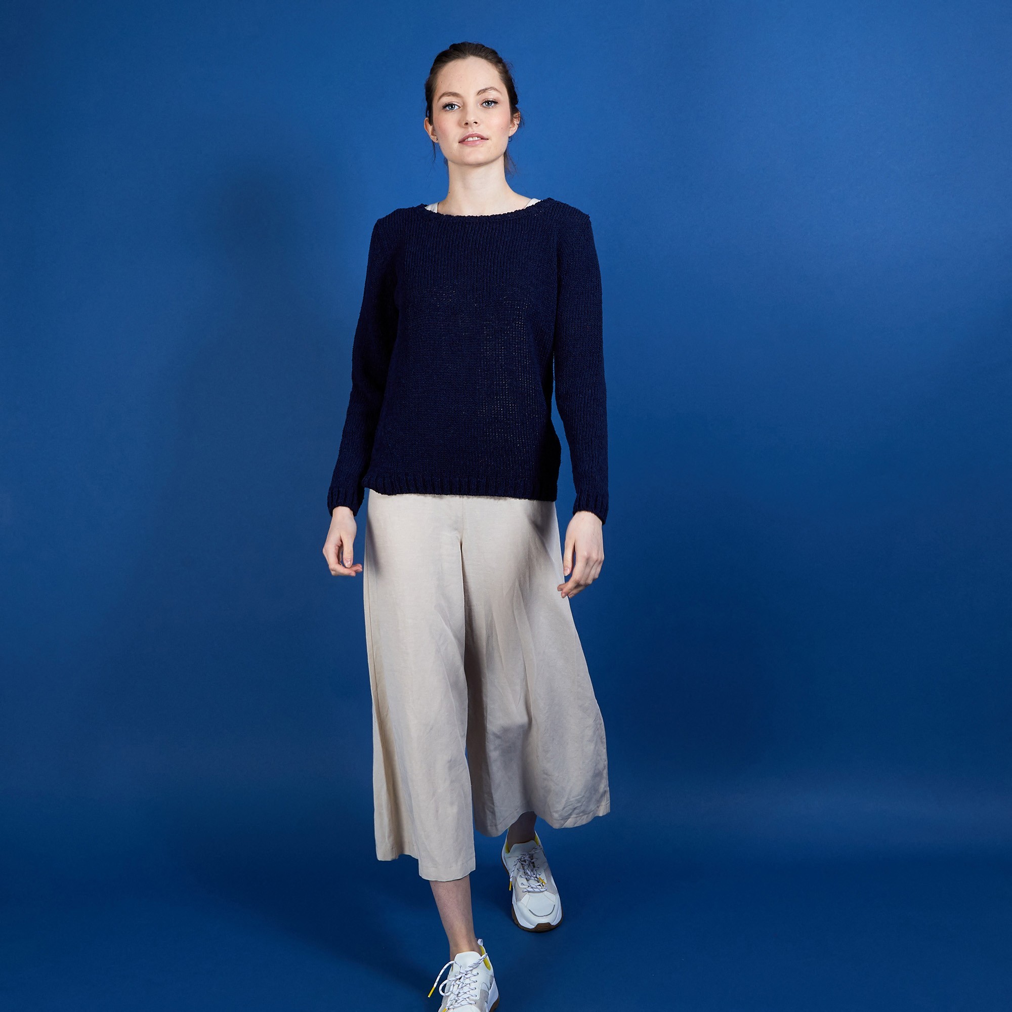 BENJI. PULL COL ROND LAINE ET COTON