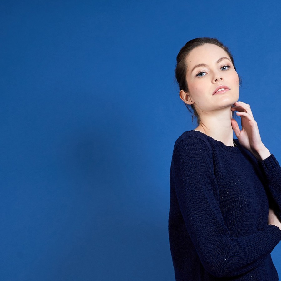 Cotton and wool silk round neck sweater - Benji