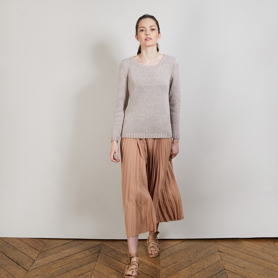 Cotton and wool silk round neck sweater - Benji