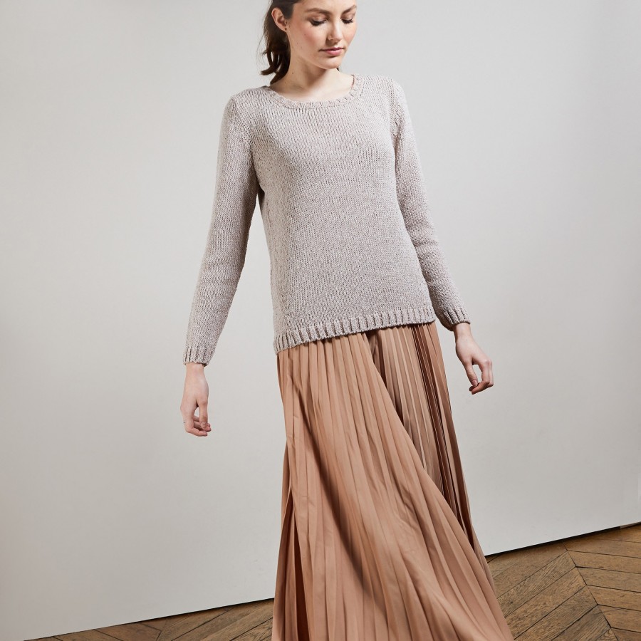 Cotton and wool silk round neck sweater - Benji