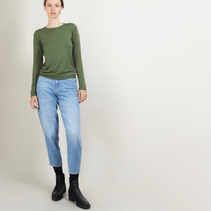 Suéter de lã merino com gola redonda - Bérenice