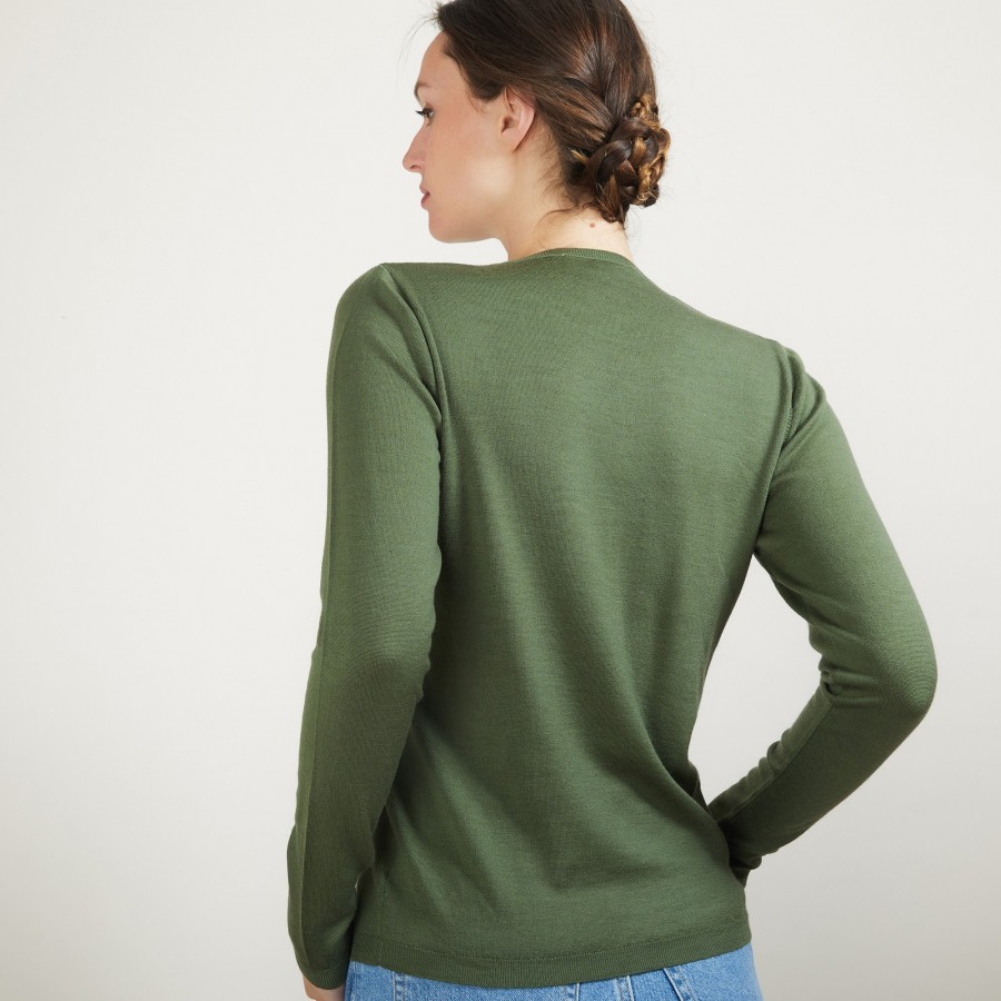 Round-neck merino wool sweater- Bérenice