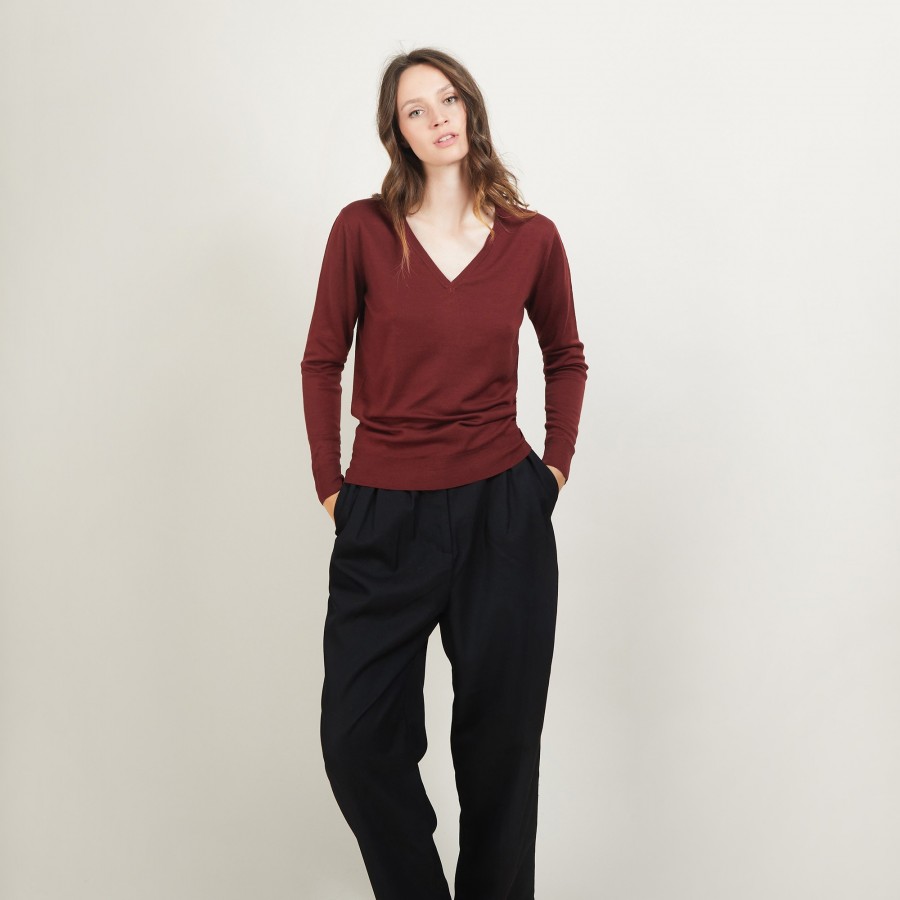 V-neck in merino wool - Arya