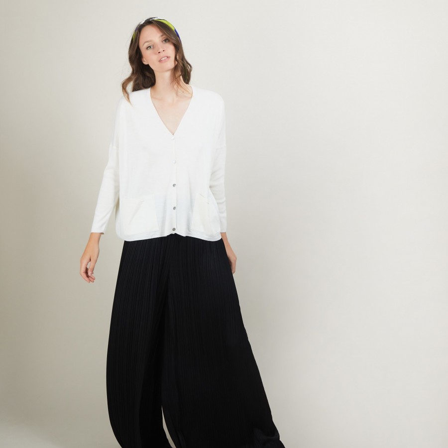 Cardigan folgado de lã merino com bolsos - Bonte