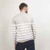 Pull rayé col montant en laine - Lazar 7107 dune/opale - 13 Beige moyen