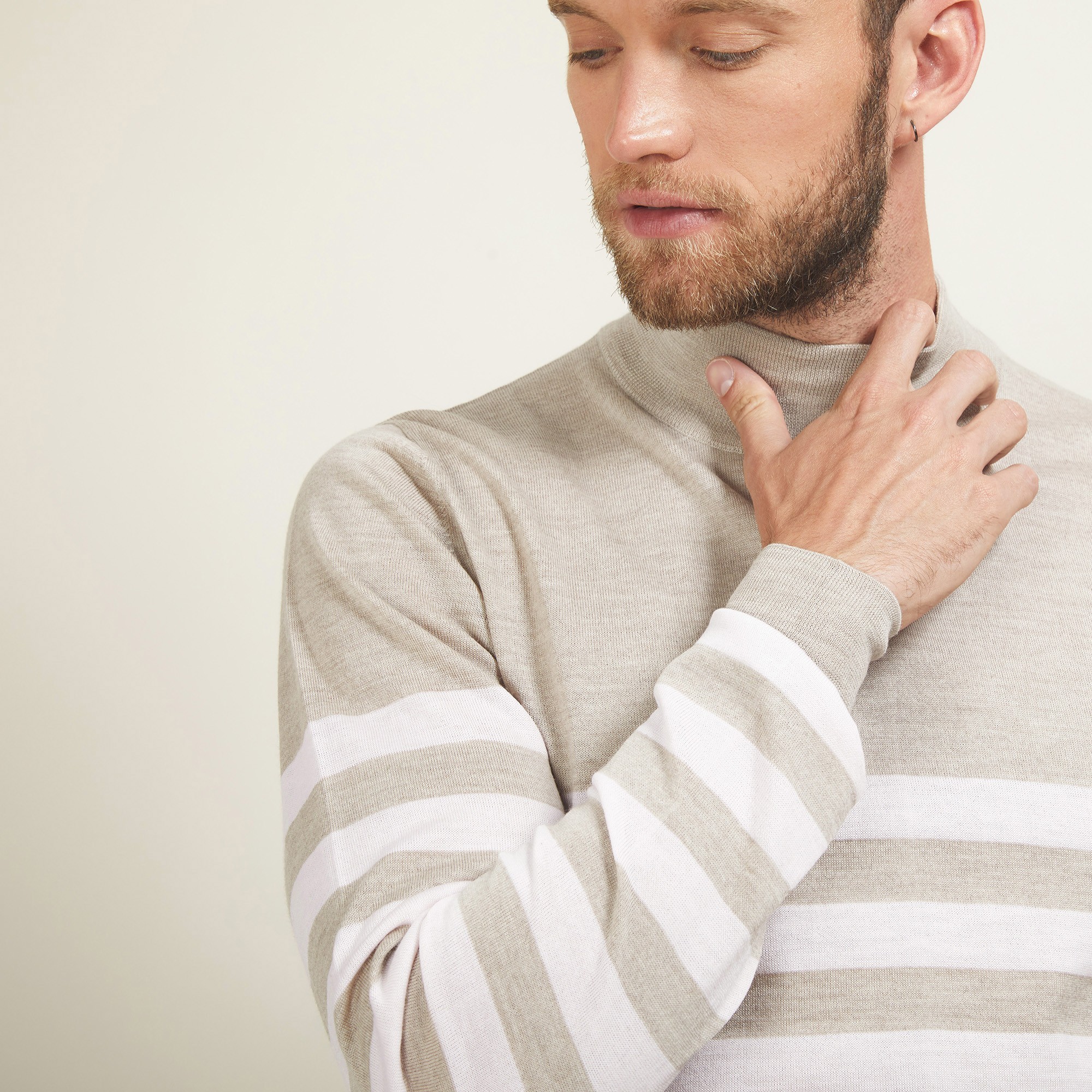 Striped wool sweater with high neck collar - Lazar