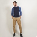 Pull bicolore en laine - Lasso 7147 baltique/marine - 05 Bleu marine