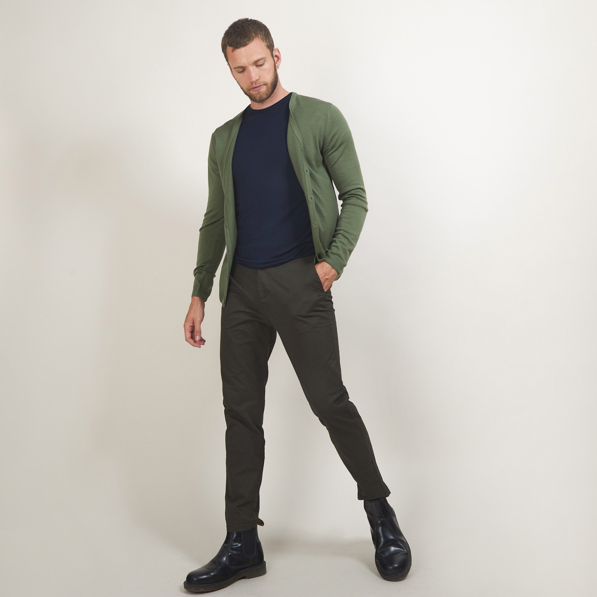 Gilet boutonné en laine - Brad 7050 bronze - 83 Kaki