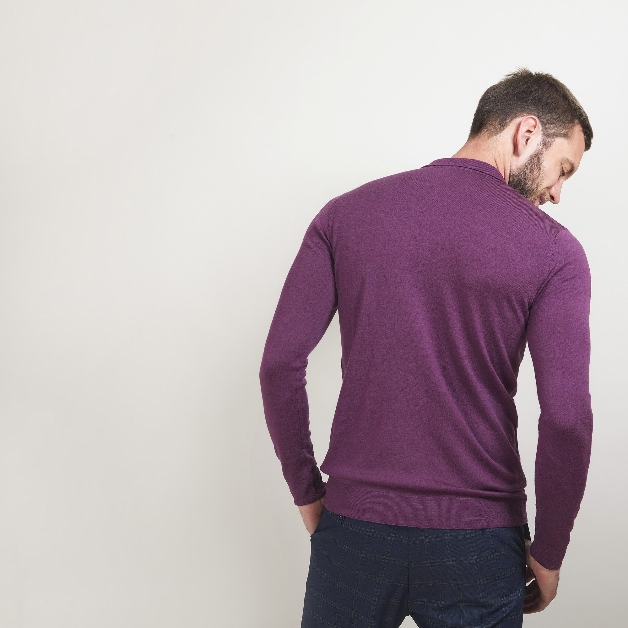 Pull col polo en laine - Beni 7085 damas - 18 Violet foncé