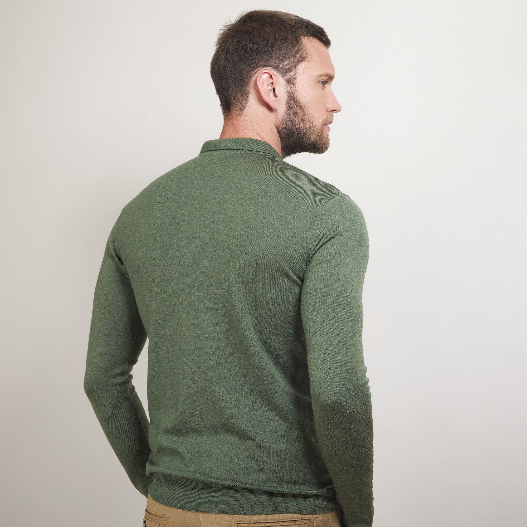 Pull col polo en laine - Beni 7050 bronze - 83 Kaki