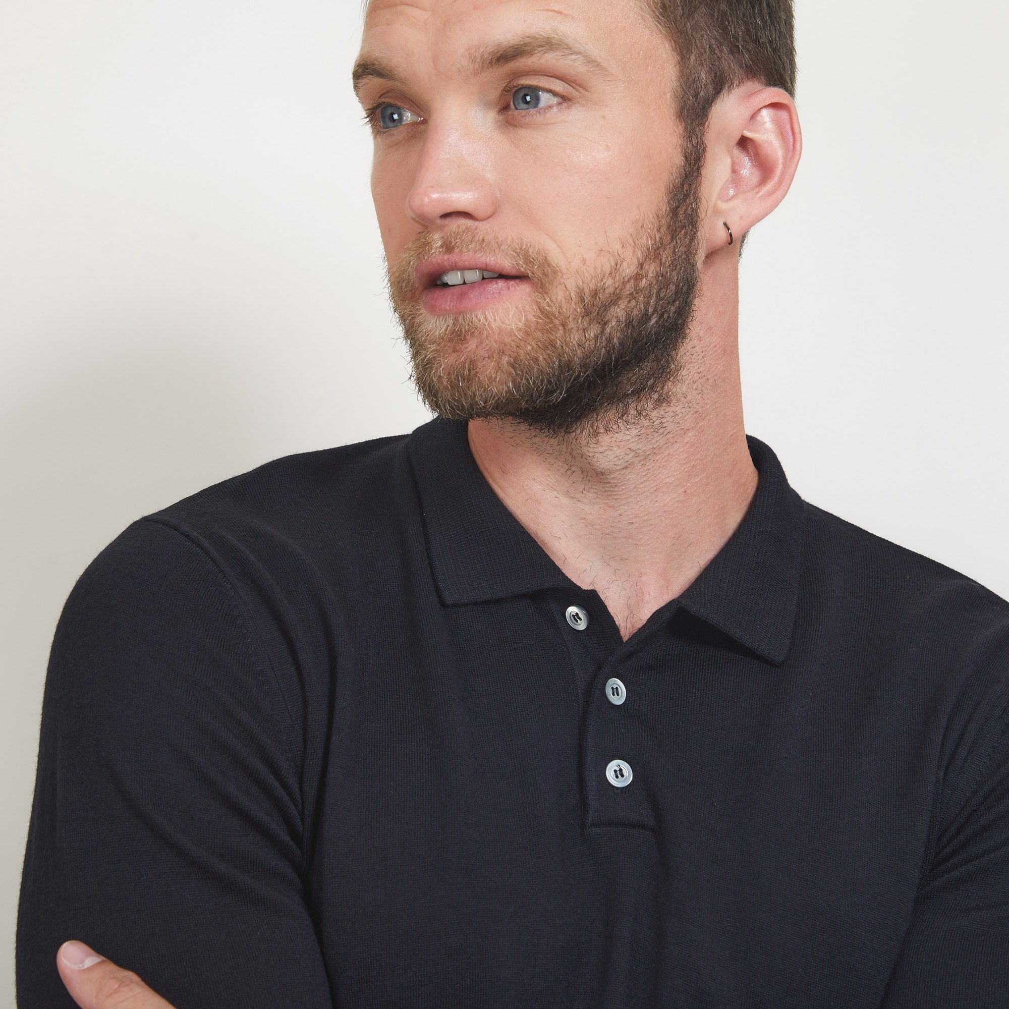 Pull col polo en laine - Beni 7010 noir - 01 Noir