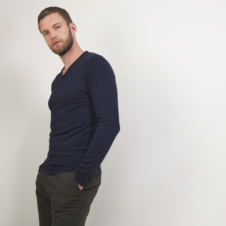 Wool sweater with Tunisian collar - Bono