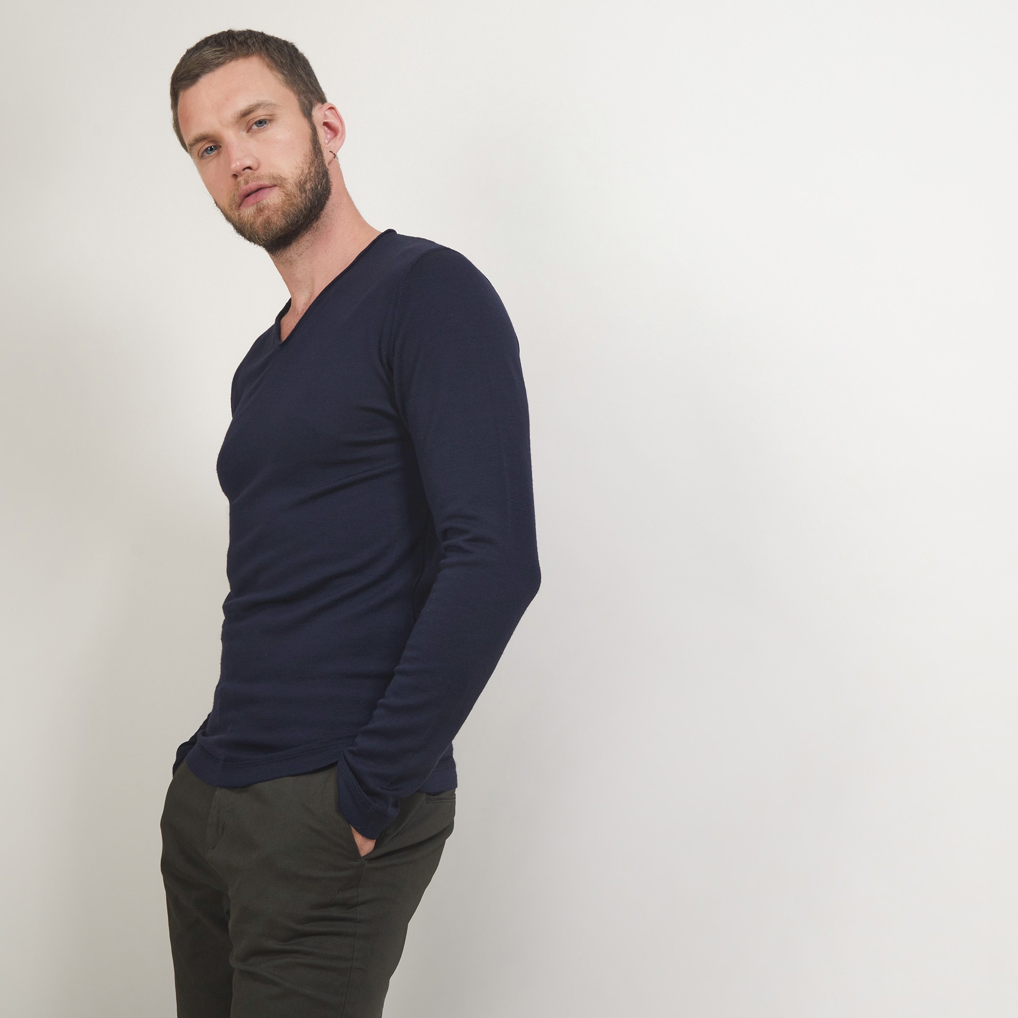 Pull col tunisien en laine - Bonno