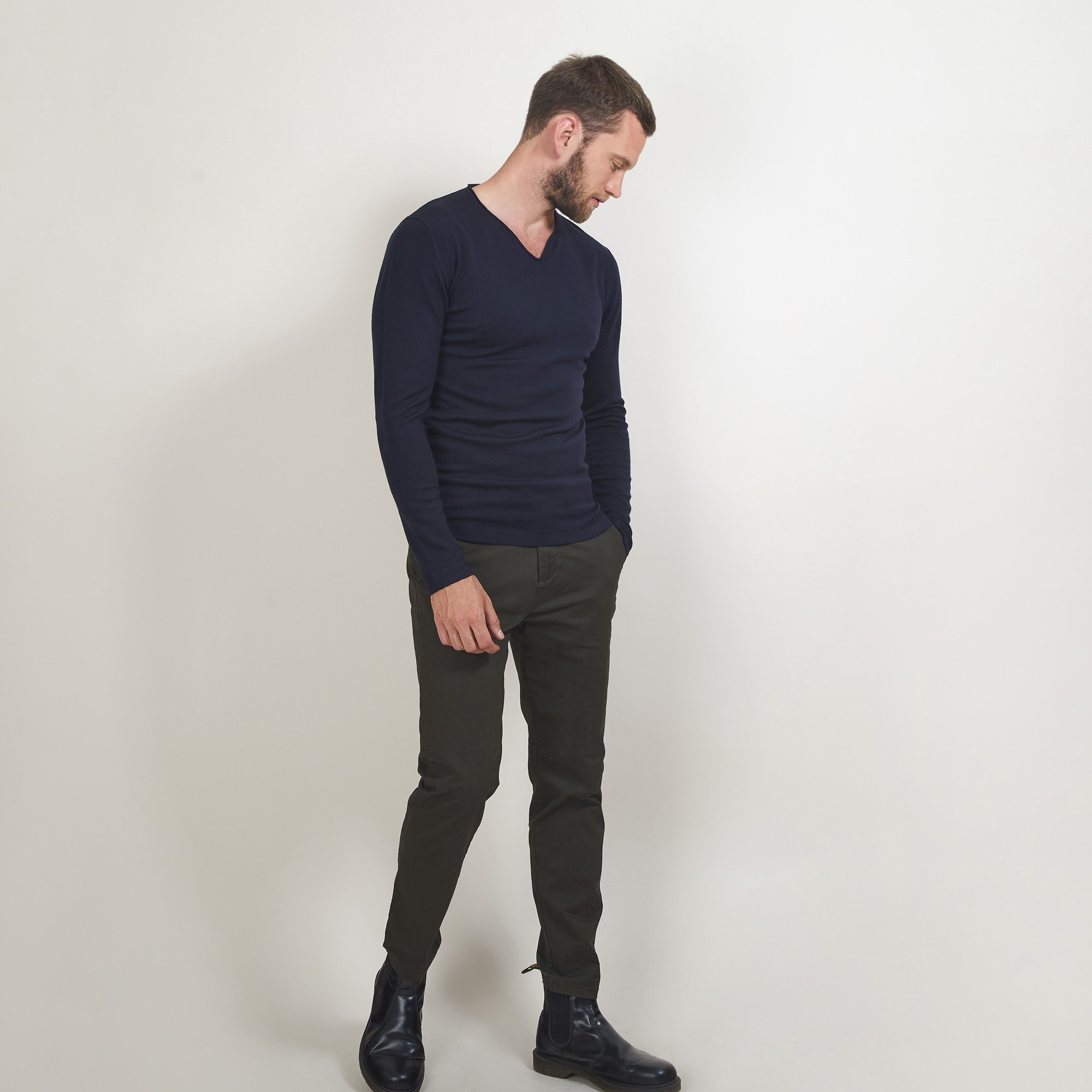 Pull col tunisien en laine - Bonno