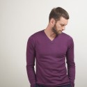 Pull col V en laine - Badyss 7085 damas - 18 Violet foncé
