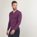 Pull col V en laine - Badyss 7085 damas - 18 Violet foncé