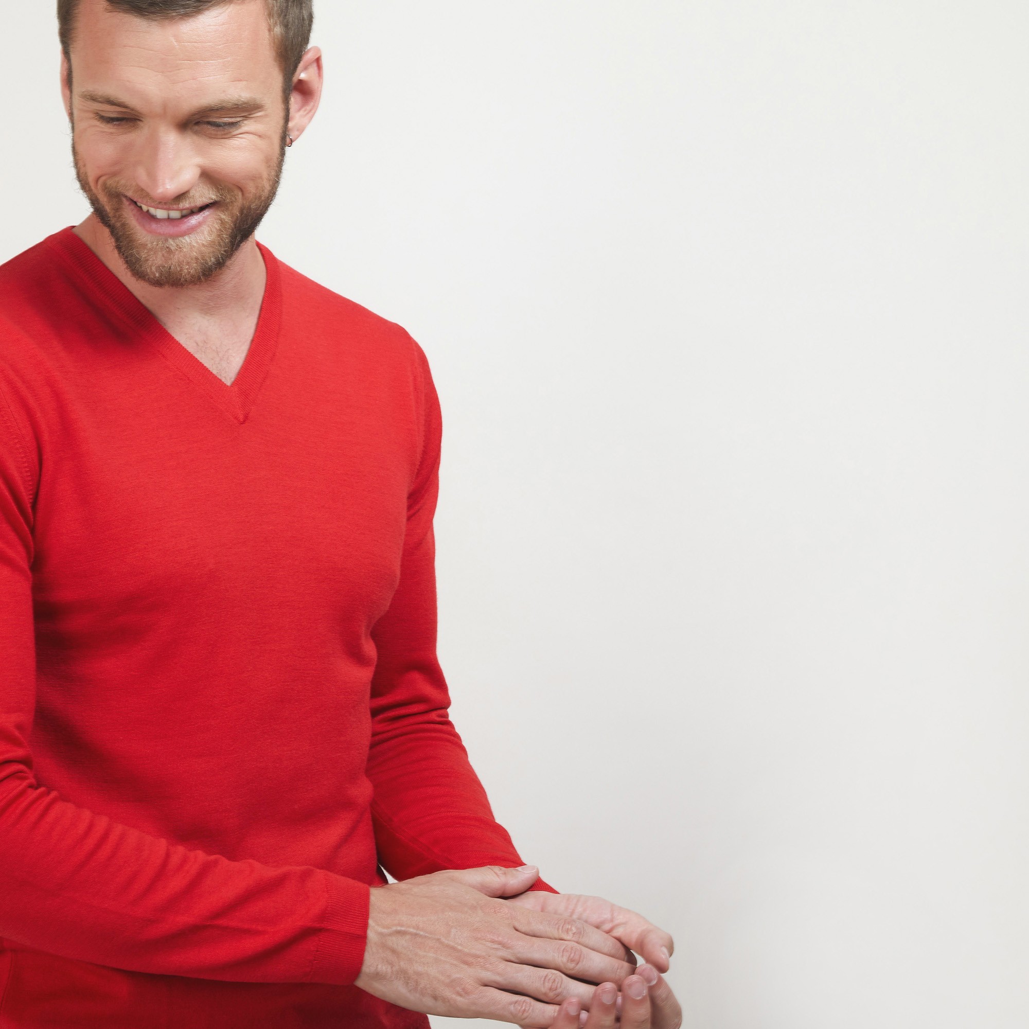 Pull col V en laine - Badyss 7080 dahlia - 52 Rouge