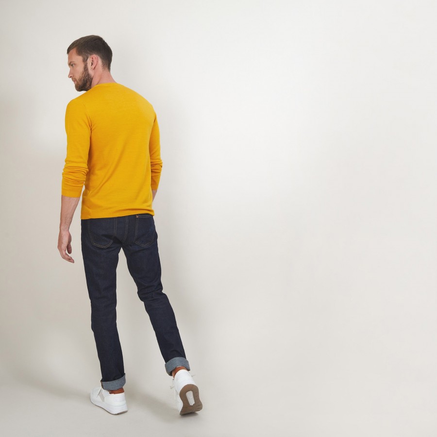 V-neck jumper in merino wool - Elmo