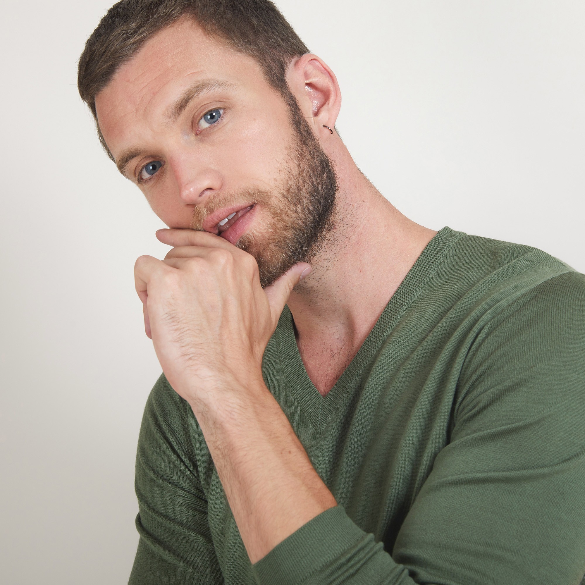 Pull col V en laine - Badyss 7050 bronze - 83 Kaki