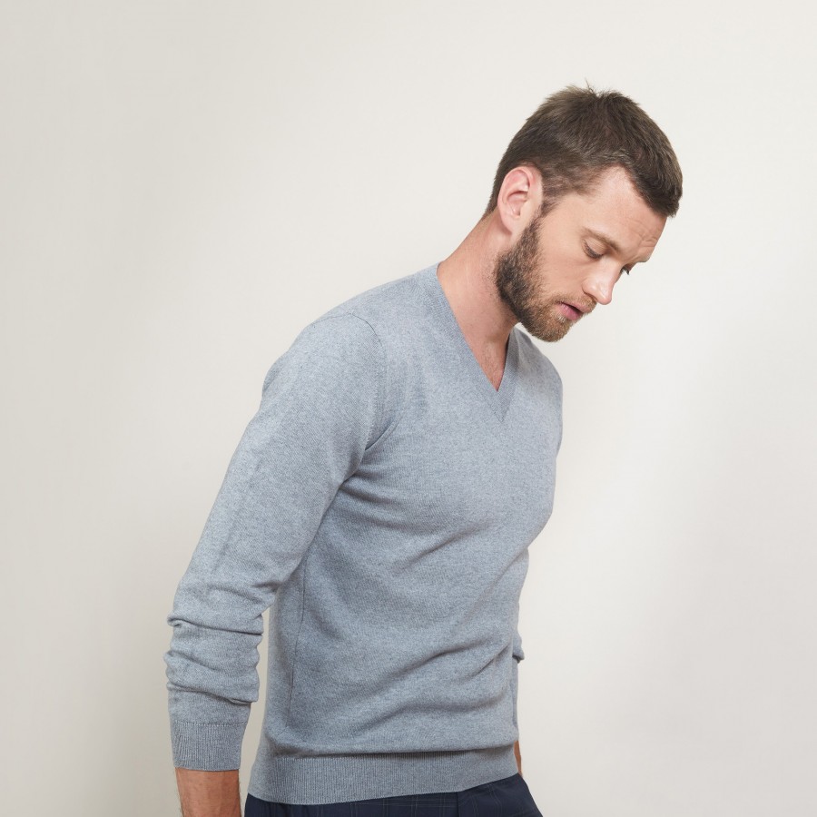 Cotton cashmere V-neck sweater - Brent