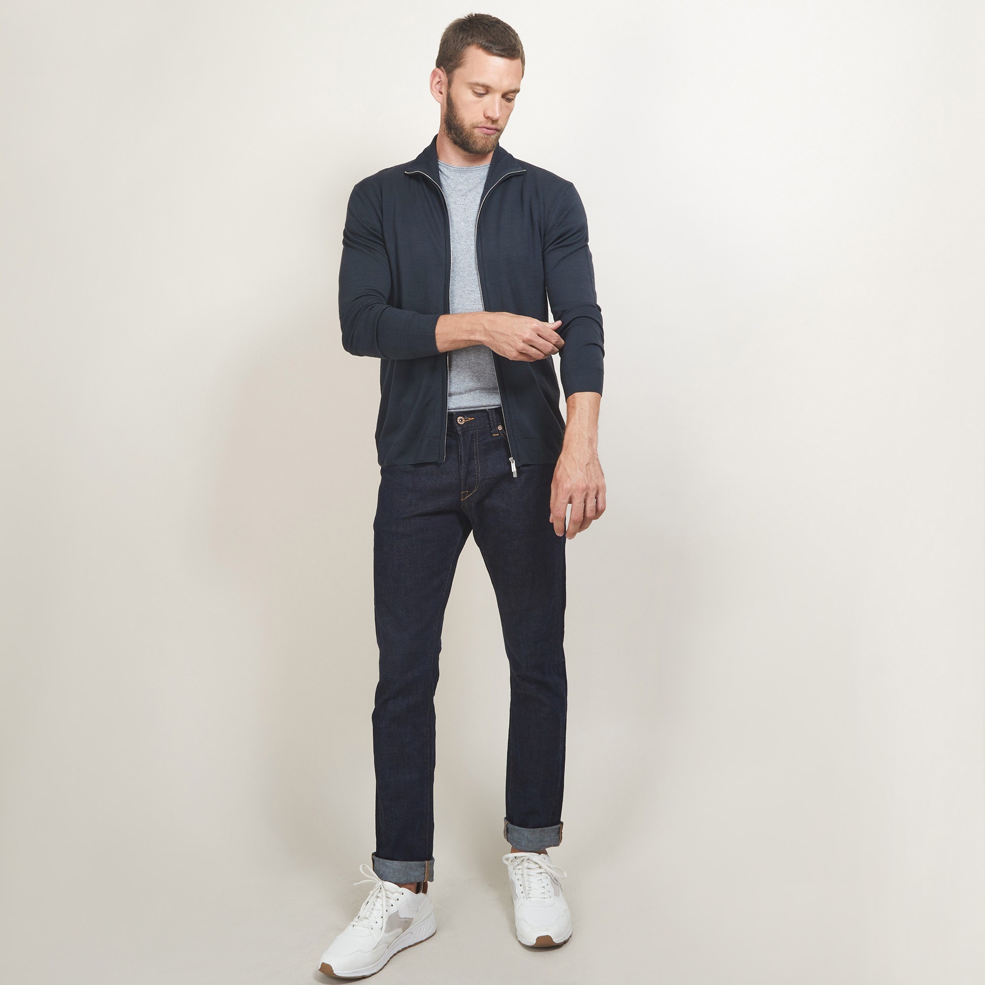 Gilet zippé en laine - Bastian 7011 ombre - 10 Gris foncé