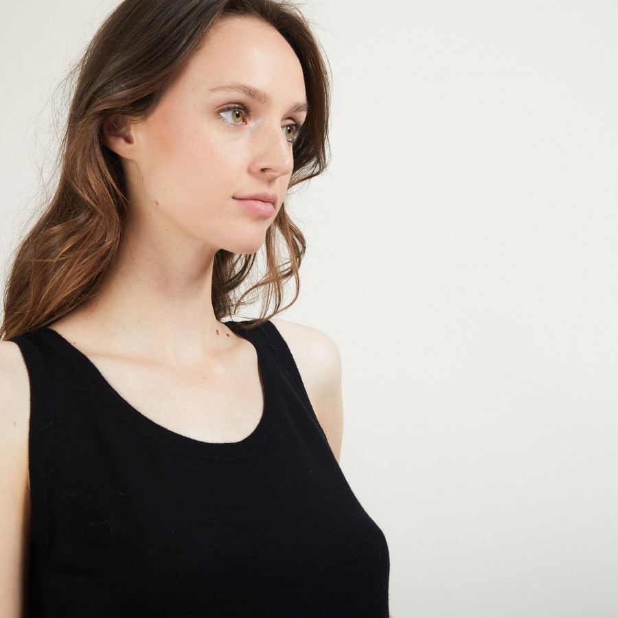 Round-neck wool tank top - Biella