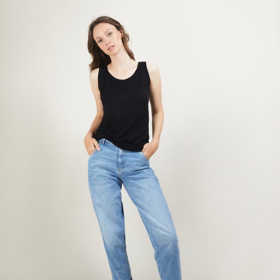 Round-neck wool tank top - Biella
