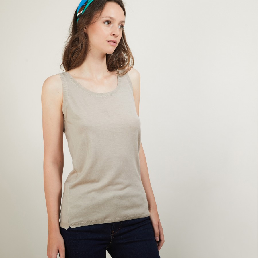 Round-neck wool tank top - Biella