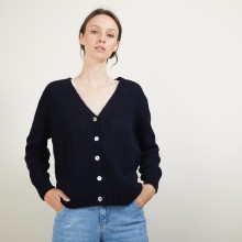 V-neck cardigan in wool and silk - Bilan
