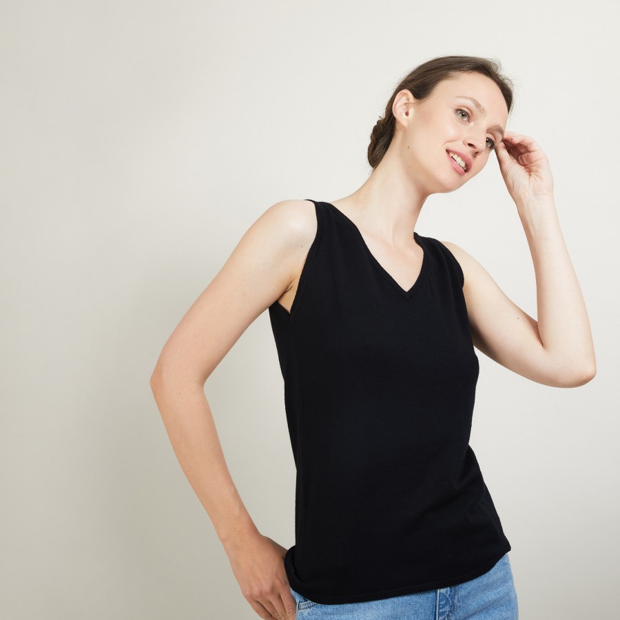 V-neck wool tank top - Blanchette