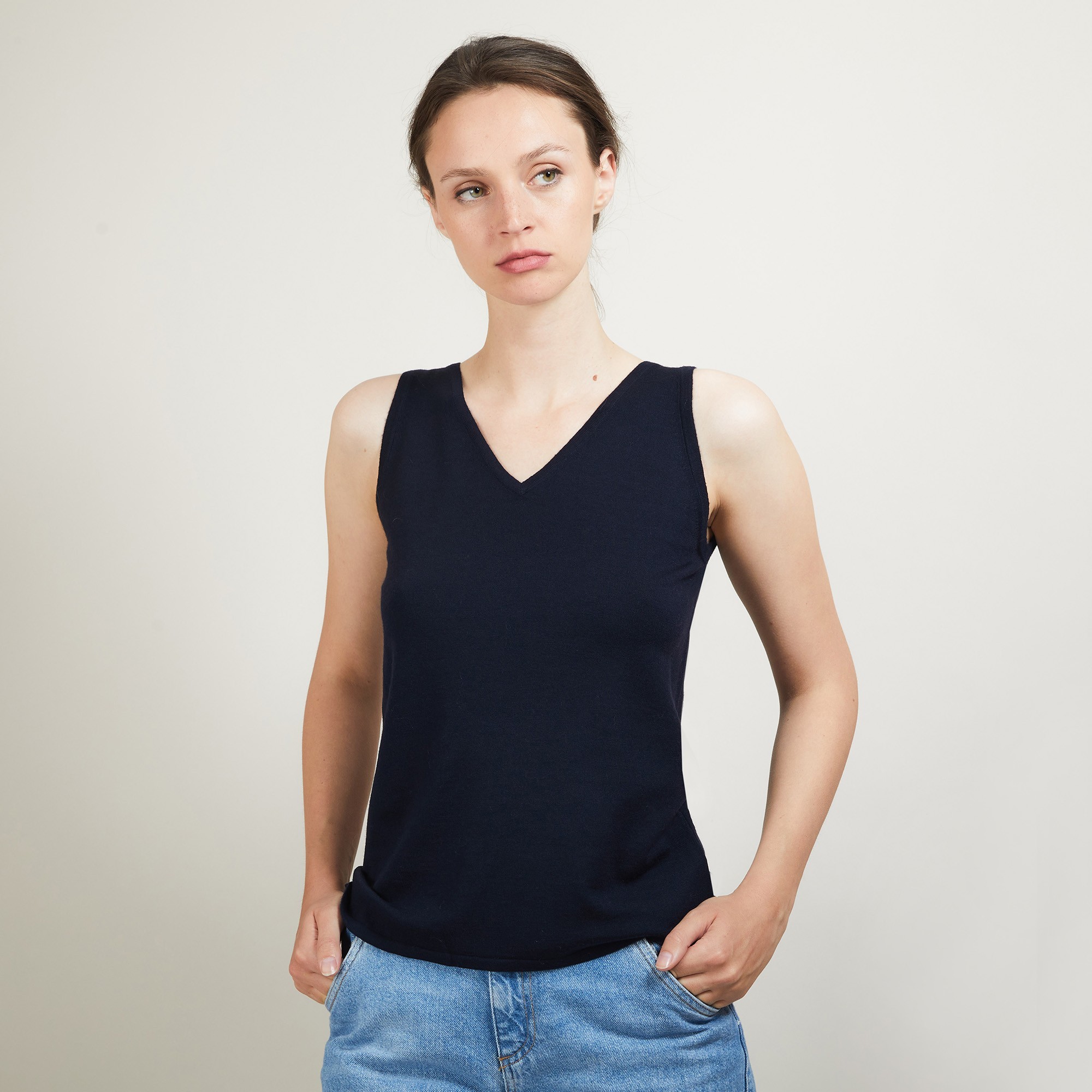 V-neck wool tank top - Blanchette