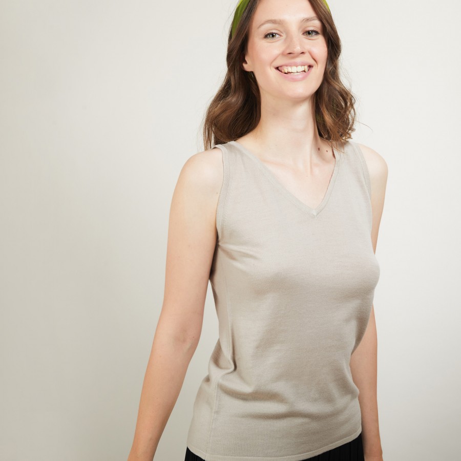 V-neck wool tank top - Blanchette