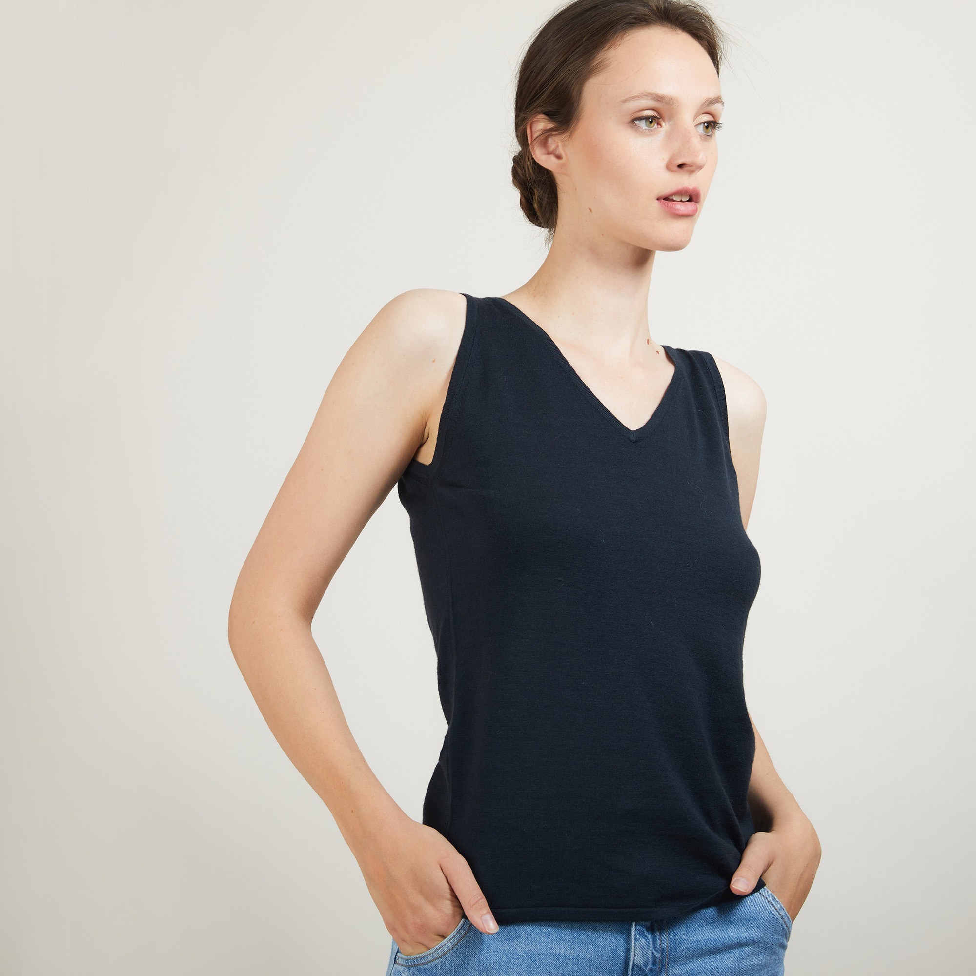 V-neck wool tank top - Blanchette